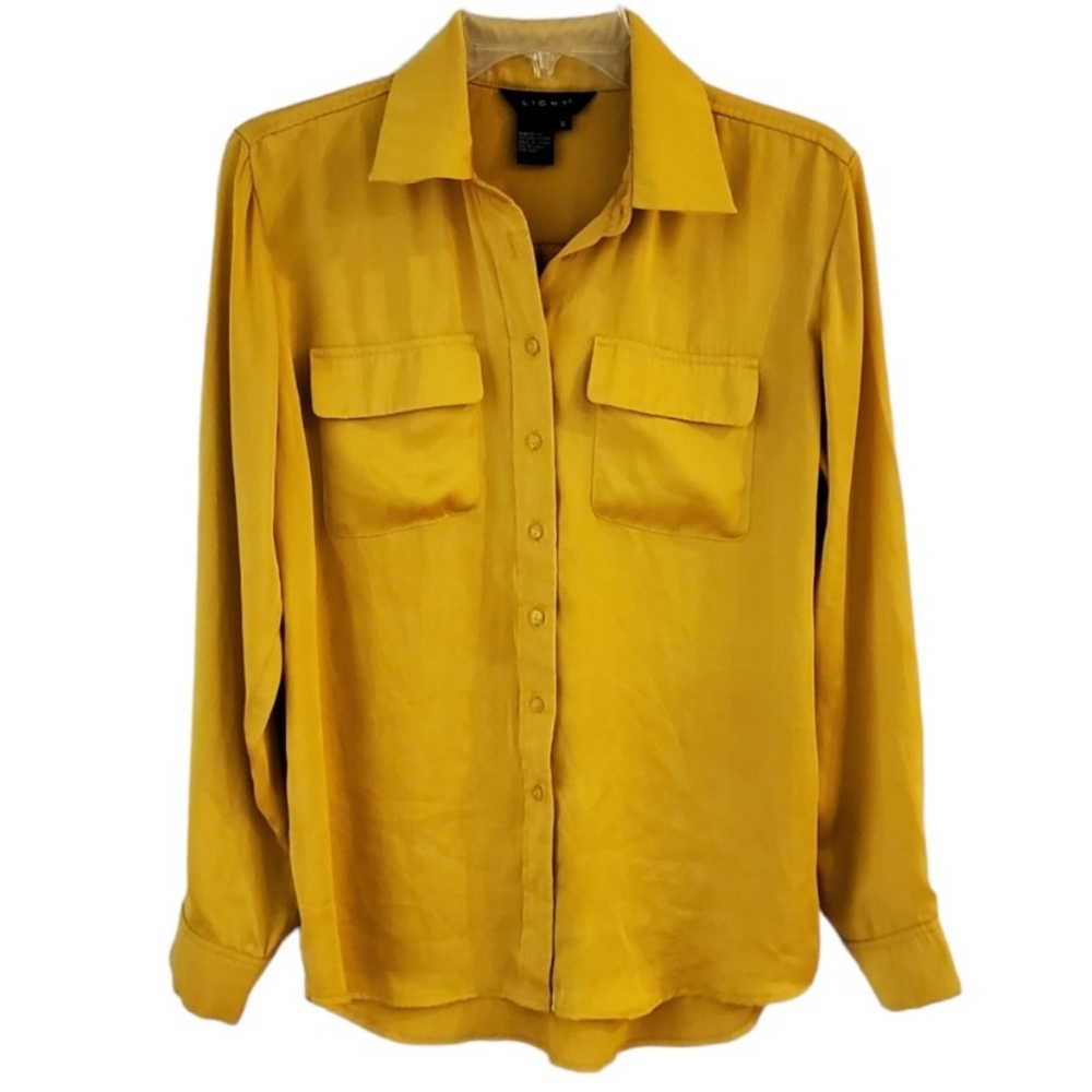 Banana Republic Silk Gold Button Down Shirt Large